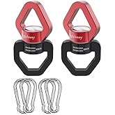 Digtichnny 2 Pack Swivel Hook for Swing, 35KN Swing Spinner, Aluminium Alloy Swing Swivel for Children's Swing,Aerial Yoga,Web Tree Swing,Hanging Hammock Indoor Outdoor(Black-Red with 4 Carabiners)