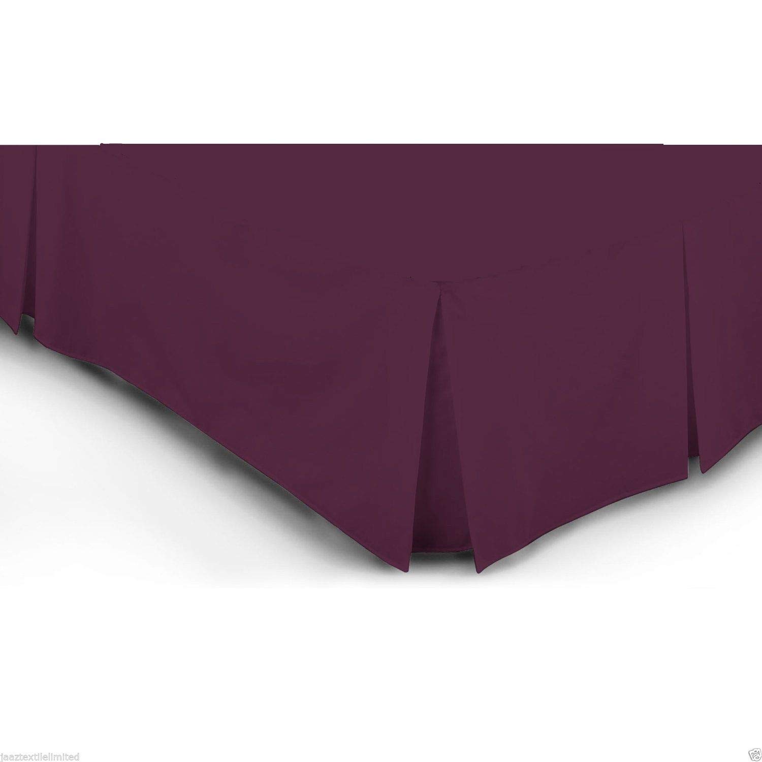 HASSTEX Pleated Poly-Cotton Platform Base Valance 40CM Sheets 200 Thread Counts(Plum-Superking)