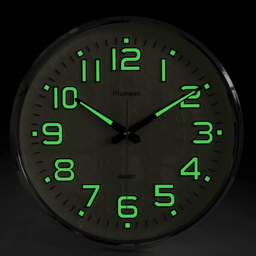 Large NonTicking Wall Clock Glow In The Dark Silent Quartz Home Office