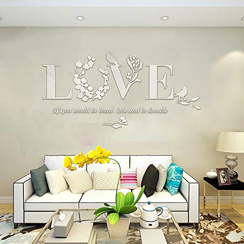 Iusun Wall Sticker D Leaf LOVE Wallpaper Removable DIY Mural Paper Decoration for Room Home Nursery Bedroom Office Supplies Decal - Ship From USA (White)