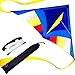 emma kites 60 inch Miss Sora Rainbow Delta Kite for Adults Kids Beginners Super Easy to Fly - RTF Kite Kit with Kite Tails & 320ft Kite String - Joyful for Beach Outdoor Games Activities