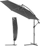 VOUNOT 3m Cantilever Garden Parasol with Crank Tilt 360° Grey