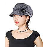 EINSKEY Womens Visor Beret Newsboy Cap Wool Felt Cloche with Flower Cabbie Hat for Ladies Girls