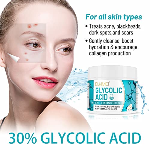 Glycolic Acid Exfoliating Pads 30 Glycolic Cleansing Pads, Face