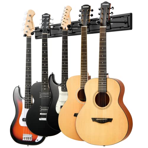 Donner Wandhalterung Gitarrenaufhänger, Basshalter E-Gitarrenständer zum Halten von 5 Gitarren und Bässe, Gitarren Rack