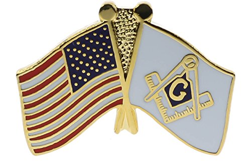 Sujak Military Items Masonic and US American Flag Hat Lapel Pin HON70096