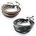 INBLUE Men's 2PCS Genuine Leather Bracelet Bangle Chain Cord Brown Black Braided
