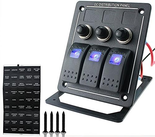 Ambuker 3 Gang LED DC 12V Waterproof Aluminium Rocker Switch Panel Circuit Breaker
