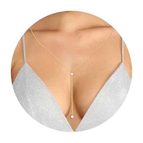 Trinckle Gold Lariat Necklace for Women, Y Necklace for Women