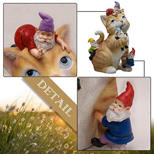TERESA'S COLLECTIONS Cat Garden Gnome Statue Figurine, Large Outdoor