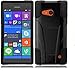 Storm-Buy Premium Durable Hard&Soft Rugged Shell Hybrid Protective Phone Case Cover Compatible with Nokia Lumia 735, Built in Kickstand, (Black)