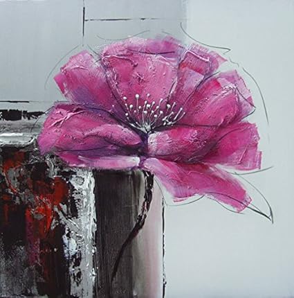 Tableau Peinture Fleur Moderne, Peinture sur toile, Dimensions 80/80 Cm, Peinture  Fleurs À L'Huile