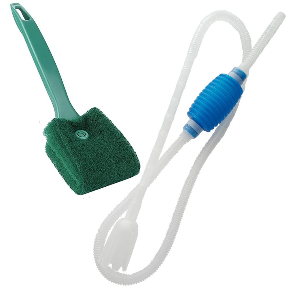 WanFengXue 2Pcs Aquarium Manual Siphon Pump with Cleaning Brush Fish Tank Clean Set 143cm Long Bottom Sand Cleaner Manual Filter Cleaning Easy to Use