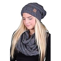 bHS-6100-2066 Oversized Beanie Scarf Bundle - Melange Grey (Confetti)