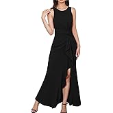 OEZ Long Black Formal Dress for Women Wedding Guest CocktailDresses Evening Party Gowns Elegant Gala Prom Maxi Sleeveless Tie