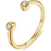 StyleSpark 18K Gold Filled Open Chic Adjustable Ring Dainty CZ Stackable Ring Eternity Bands Minimalist Jewelry Gift Size 6