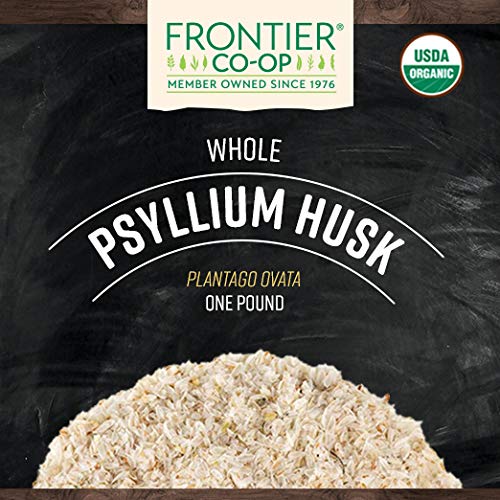 Frontier Co-op Organic Psyllium Husk 1lb - Whole Psyllium Husk, Organic & Kosher - Psyllium Husk Fiber for Baking, Psyllium Nutritional Supplement for Digestion, Psyllium Husk Powder Bulk