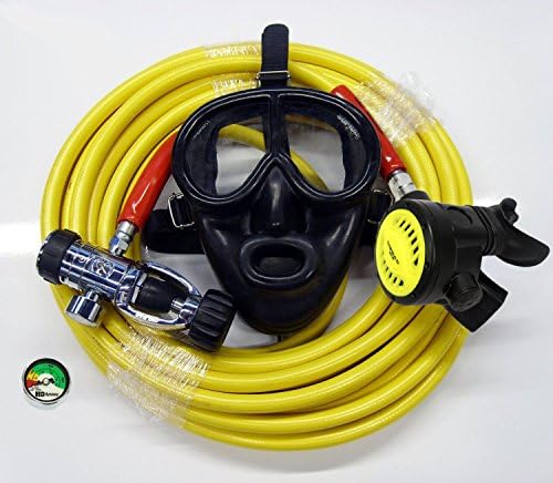 Scuba Diving Kayak Dive Kit with Regulator with Full Face Mask 100' Long Hose Gauge Hookah Diving Third Lung Commercial Boat Cleaning Scuba