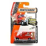 FORD E-350 AMBULANCE (RED) * 2014 MBX HEROIC RESCUE * Matchbox 1:64 Scale Basic Die-Cast Vehicle (#75 of 120)