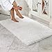LOCHAS Luxury Soft Bathroom Rug Non-Skid Rubber Back Water Absorbable Bath Mat Decorative, 2.6 x 3.9ft /80 x 120cm, White