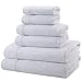 Super Absorbent and Soft Hotel & Spa Quality, 100% Genuine Cotton, 6 Piece Turkish Towel Set for Kitchen and Decorative Bathroom Sets Includes 2 Bath Towels 2 Hand Towels 2 Washcloths, Snow White