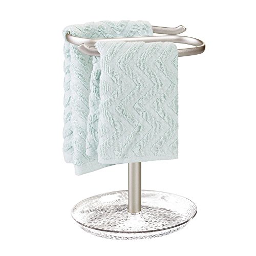 iDesign Rain Bathroom Fingertip Hand Towel Holder with Jewelry Tray for