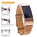 Mornex Replacement Leather Band Compatible for Charge 2, Fitness Strap Women Men Small Large (Light Brown- Rosegold Buckle)
