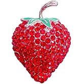 Red Rhinestone Strawberry, Crystal fruit Brooch Pin, Suit Stud, Shirt Studs for women for men,Dainty Christmas Wedding Birthday Holiday Jewelry Unisex Clothing Accessories