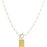 Cross Necklaces for Women,14K Gold Plated/Silver Plated Cross Pendant Necklace,Chunky Cross Charm Necklace for Women Trendy Toggle Clasp Paperclip Chain Dainty Religious Jewelry Gift for Christian Faith Baptism First Communion