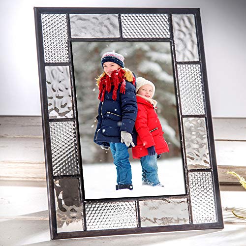Picture Frame Grey and Clear Textured Stained Glass Photo Table Top Home Office Décor Display Easel - //medicalbooks.filipinodoctors.org