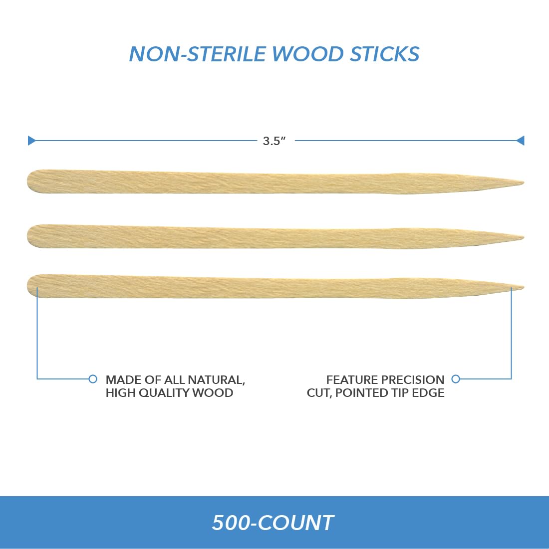 ForPro Professional Collection Premium Eye & Lip Wood Applicators, Non-Sterile, for Hair Removal Wax Application and DIY Projects, 3.5” L x .25” W, 500-Count