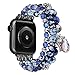 V-MORO Bracelet Compatible with 44mm Series 4 Apple Watch Bands 42mm Women Fashion Handmade Elastic Stretch Beads with Black Stainless Steel Adapters Strap for iWatch Series 4/3/2/1 42mm/44mm Navy