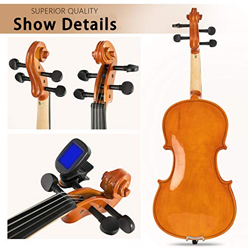 LAGRIMA 4/4 Beginner Violin,Violin Notes Sticker, Handcrafted Acoustic Violin Starter Kit, Case, Bow, Tunner,Rosin and Chin Rest - Thumbnail 7