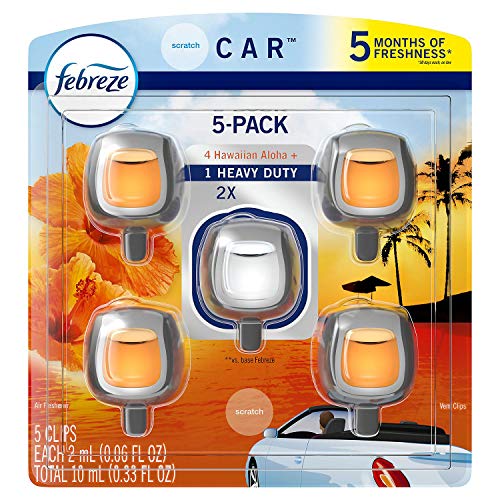 Febreze Hawaiian Aloha Car Vent Clip Air Freshener, 0.06 oz, 4 Pack