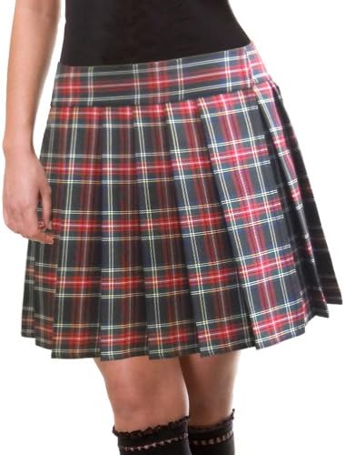 Black and Red Schoolgirl Tartan Plaid Pleated Long Skirt Highland18 2x