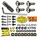 Aootf License Plate Screws Anti Theft - Stainless Steel Security Screws License Plate Bolts Fasteners,Tamper Proof Hardware for Tag Plates on Cars Trucks, Black Chrome Caps -58PC