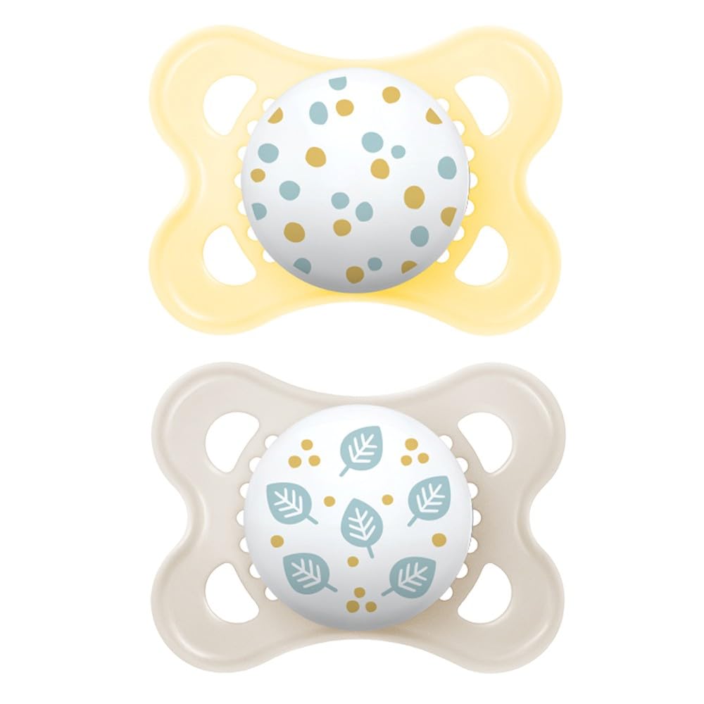 MAM 2 x Soothers 2-6 Months with Symmetrical Teat Flat Flexible Silicone Self-Sterilising