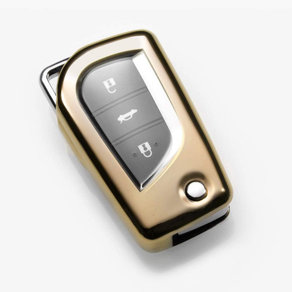 IOEMIL Car key protector Soft TPU Shell Key Fob Case Cover For Toyota Auris Corolla Reiz Avensis Verso Yaris Aygo Rav4 Scion TC IM 2015 2016 Keychain Bag,gold