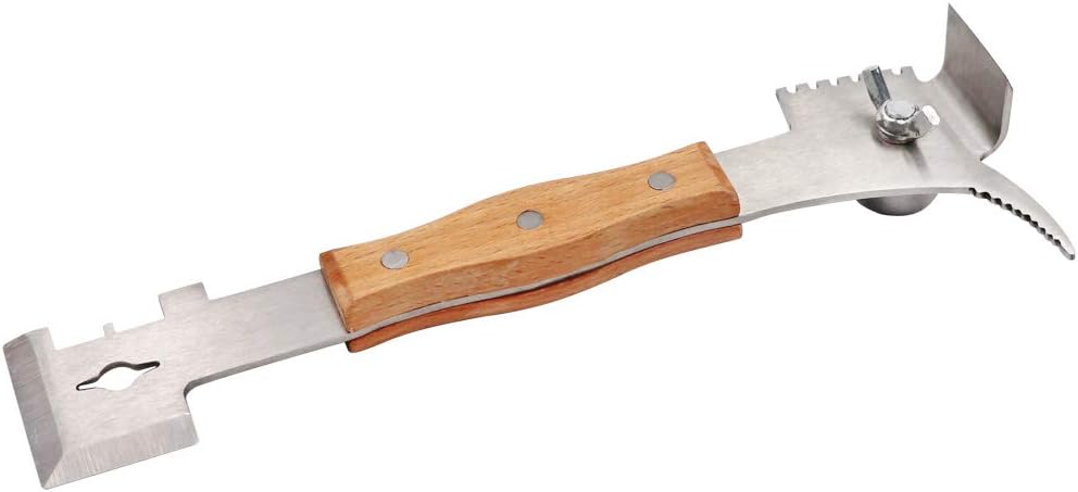 PROBEEALLYU Beekeeping Tool Scraper, 7-in-1 Bee Hive Scraper Multifunctional Stainless Steel Bee Keeper Hive Tool Bee Frame Lifter Beekeeper Equipment