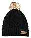 ANGELA & WILLIAM Women's Faux Fur Pom Pom Fleece Lined Knitted Slouchy Beanie Hat