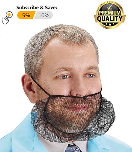 ABC 1000 Pack of Disposable Soft Nylon Beard Covers 18". Black beard guards. Premium Quality beard net protectors. Honeycomb beard nets. Facial hair covering. Breathable & Lightweight. Wholesale. - Thumbnail 2
