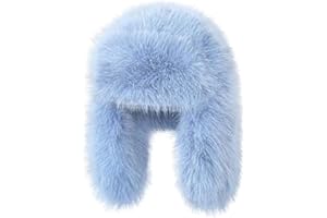 BSYLOO Luxurious Faux Mink Fur Ladies Trapper Hat，Pure Color Simplistic Women’s Winter Hat，Furry Ushanka Warm Hat