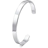 MEALGUET Stainless Steel Mens Cuff Bracelet : Minimal Cool Silver/Black/Gold Plated Open Metal Cuff Bangle Bracelets for Men,Mens Bracelet Jewelry Gift