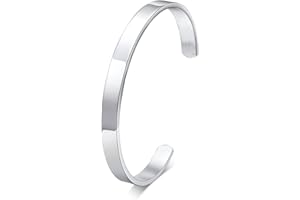 MEALGUET Stainless Steel Mens Cuff Bracelet : Minimal Cool Silver/Black/Gold Plated Open Metal Cuff Bangle Bracelets for Men,Mens Bracelet Jewelry Gift