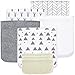5 Pack Baby Burp Cloths Set - Upgraded Ultra Absorbent 100% Organic Cotton, Soft and Breathable Towels, Larger 21’’×10’’, Double Layer with 3 Pack Small Baby Washcloths for Newborns, Boys and Girls