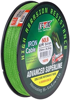 Braided Super Strong Fishing Line Abrasion Resistant 4 Strands PE Line 347Yd 15-60LB Zero Stretch Small Diameter FTK (Green, 327Yd 15LB)