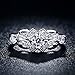 FENDINA Womens Shinning Silver Plated Vintage Solitaire Wedding Engagement Bands Rings Size 8