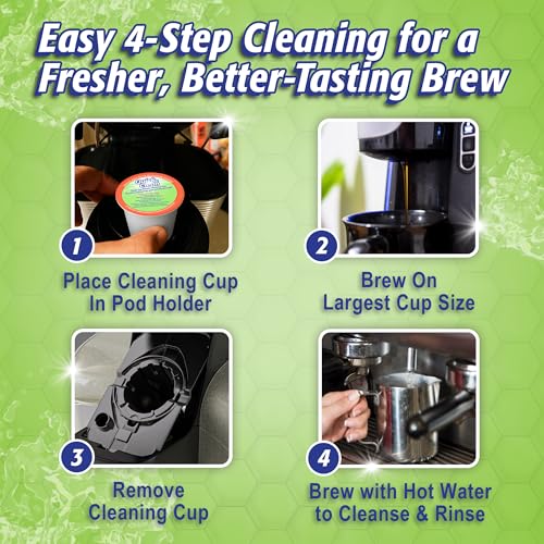 Quick & Clean [6-Pack] Keurig Cleaning Pods - K Cup Cleaner Pod For Keurig - 2.0 Coffee Machine Compatible, Removes Stains, Non-Toxic and Eco-Friendly