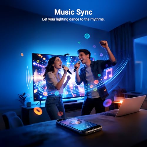 NEEWER TV Backlight for 75"-85" Screens, 16ft/5m LED RGB Light Strips with Sensor Change with TV, Scheduled On/Off, Zero Delay Color Sync, Music Sync, 24 Scene Effects, Supports App Control, NS03