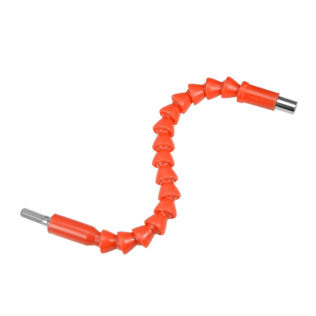 sourcing map Flexible Extension Screwdriver Bit Holder Magnetic Hex Shaft Screw Drill Connection Tip,11.8 inch Flex Shaft,1/4''-Hexagon Drill Orange